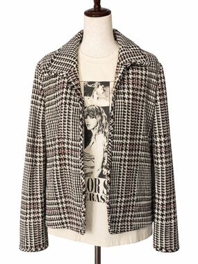 Marshall Field's vintage houndstooth cardigan-Thick thread- black, white, red 14